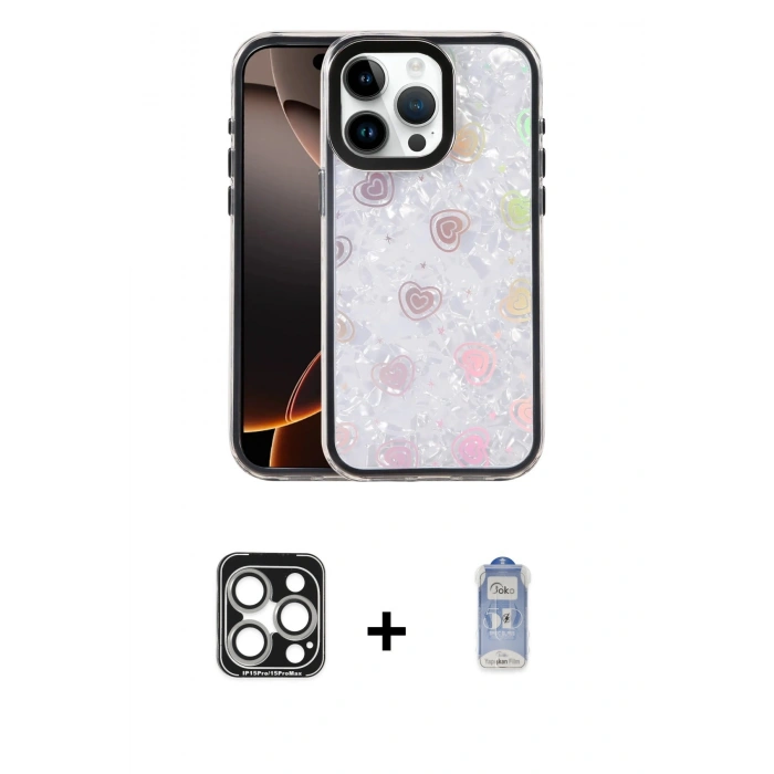 MARSİLYAN™- iPhone 15 Pro Max Kılıf Odak Prime - Siyah Joko Magic 5D Cam + PVD Metal Kamera Lens - GS