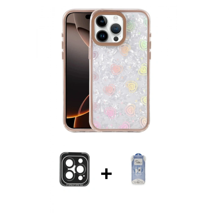MARSİLYAN™- iPhone 15 Pro Max Kılıf Odak Prime - Siyah Joko Magic 5D Cam + PVD Metal Kamera Lens - SH