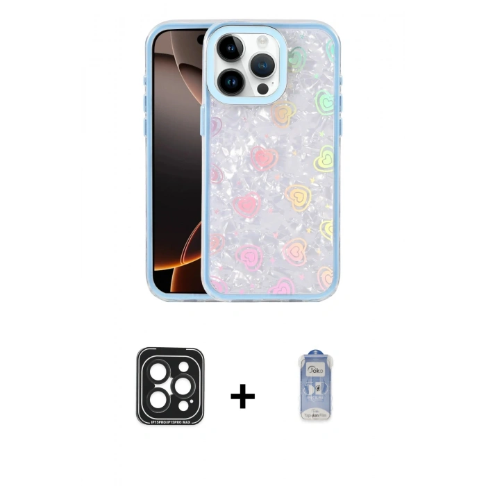 MARSİLYAN™- iPhone 15 Pro Max Kılıf Odak Prime - Siyah Joko Magic 5D Cam + PVD Metal Kamera Lens - SH