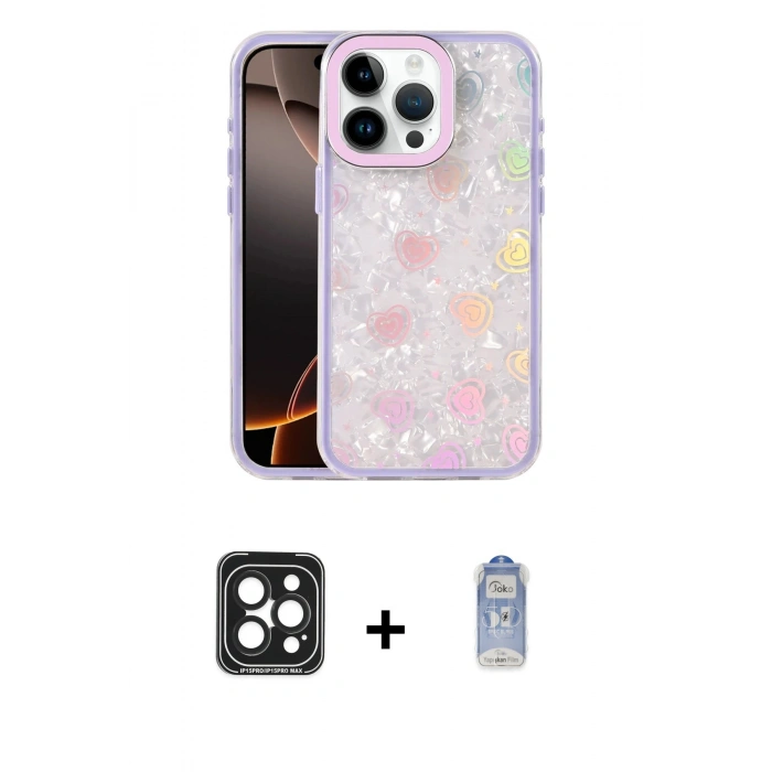 MARSİLYAN™- iPhone 15 Pro Max Kılıf Odak Prime - Siyah Joko Magic 5D Cam + PVD Metal Kamera Lens - SH