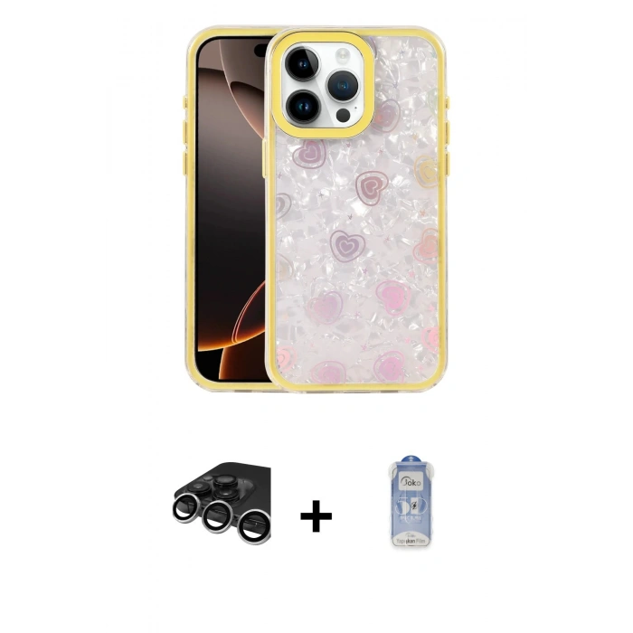MARSİLYAN™- iPhone 15 Pro Max Kılıf Odak Prime - Siyah Joko Magic 5D Cam + Raze Metal Kamera Lens - GS