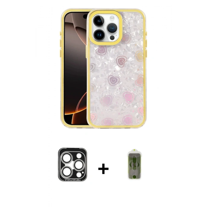 MARSİLYAN™- iPhone 15 Pro Max Kılıf Odak Prime - Siyah Joko Magic 5D Hayalet Cam + PVD Metal Kamera Lens - GS