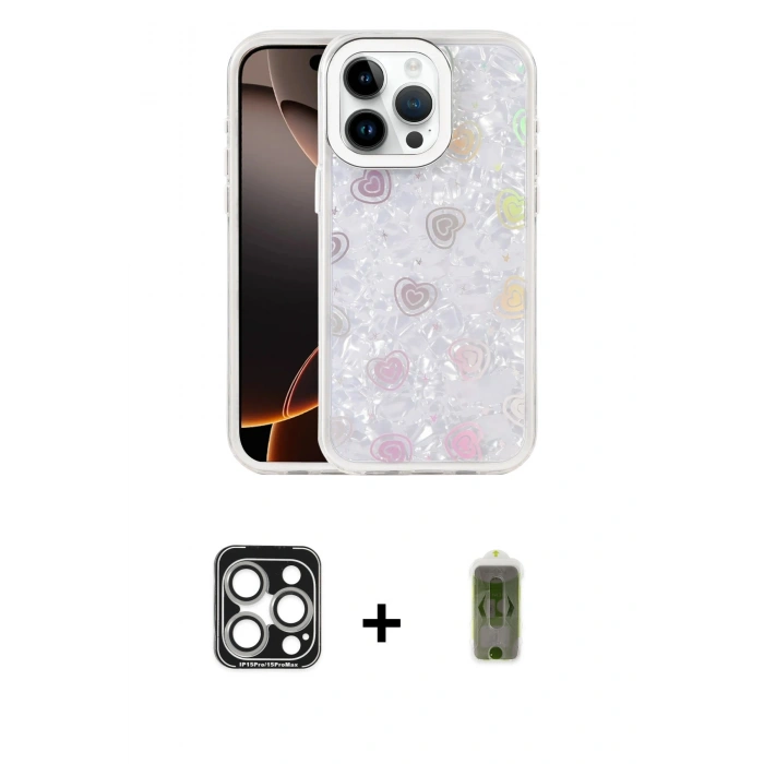 MARSİLYAN™- iPhone 15 Pro Max Kılıf Odak Prime - Siyah Joko Magic 5D Hayalet Cam + PVD Metal Kamera Lens - GS