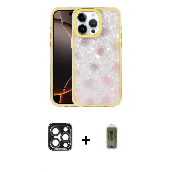 MARSİLYAN™- iPhone 15 Pro Max Kılıf Odak Prime - Siyah Joko Magic 5D Hayalet Cam + PVD Metal Kamera Lens - LT