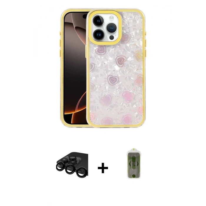 MARSİLYAN™- iPhone 15 Pro Max Kılıf Odak Prime - Siyah Joko Magic 5D Hayalet Cam + Siyah Raze Metal Kamera Lens