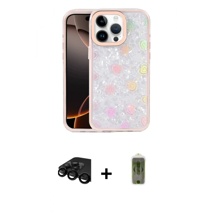 MARSİLYAN™- iPhone 15 Pro Max Kılıf Odak Prime - Siyah Joko Magic 5D Hayalet Cam + Siyah Raze Metal Kamera Lens