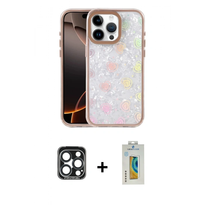 MARSİLYAN™- iPhone 15 Pro Max Kılıf Odak Prime - Siyah Polymer Nano Ekran Koruyucu + PVD Metal Kamera Lens - LT