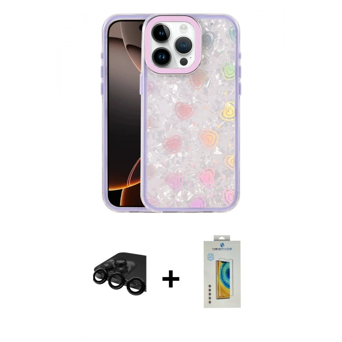 MARSİLYAN™- iPhone 15 Pro Max Kılıf Odak Prime - Siyah Polymer Nano Ekran Koruyucu + Raze Metal Kamera Lens - SH