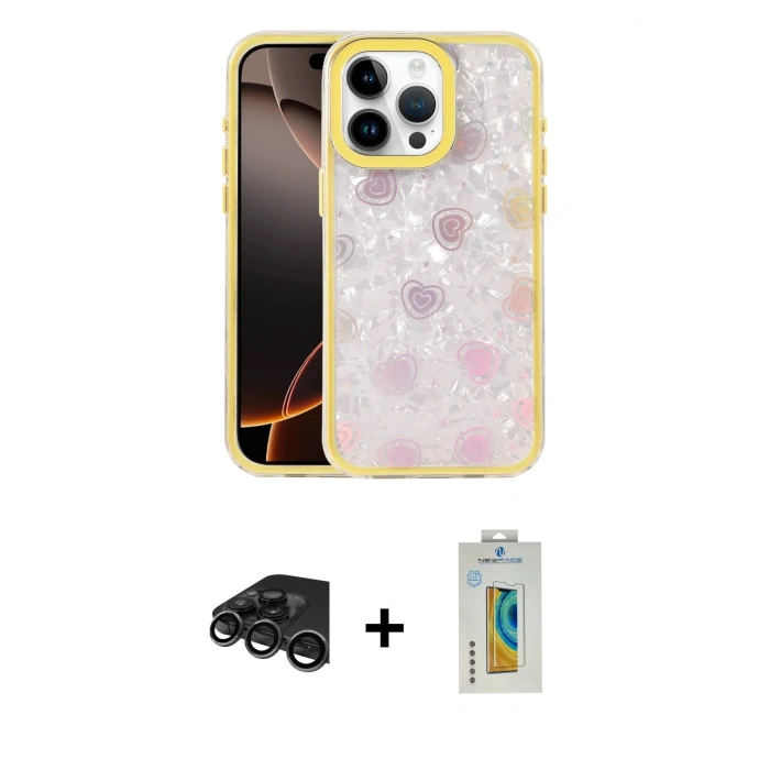 MARSİLYAN™- iPhone 15 Pro Max Kılıf Odak Prime - Siyah Polymer Nano Ekran Koruyucu + Raze Metal Kamera Lens - TMGI