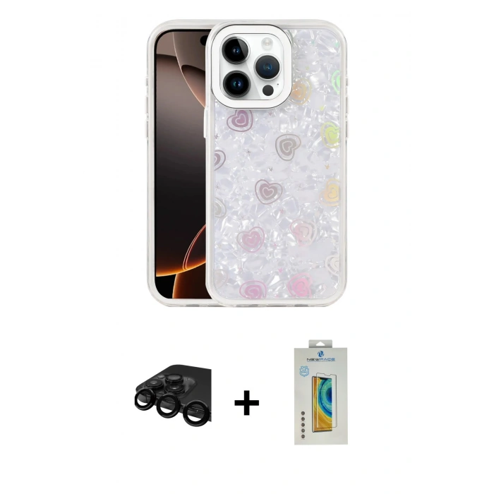 MARSİLYAN™- iPhone 15 Pro Max Kılıf Odak Prime - Siyah Polymer Nano Ekran Koruyucu + Raze Metal Kamera Lens - SH