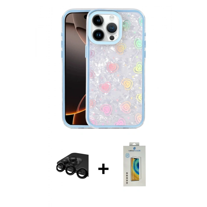 MARSİLYAN™- iPhone 15 Pro Max Kılıf Odak Prime - Siyah Polymer Nano Ekran Koruyucu + Raze Metal Kamera Lens - SH