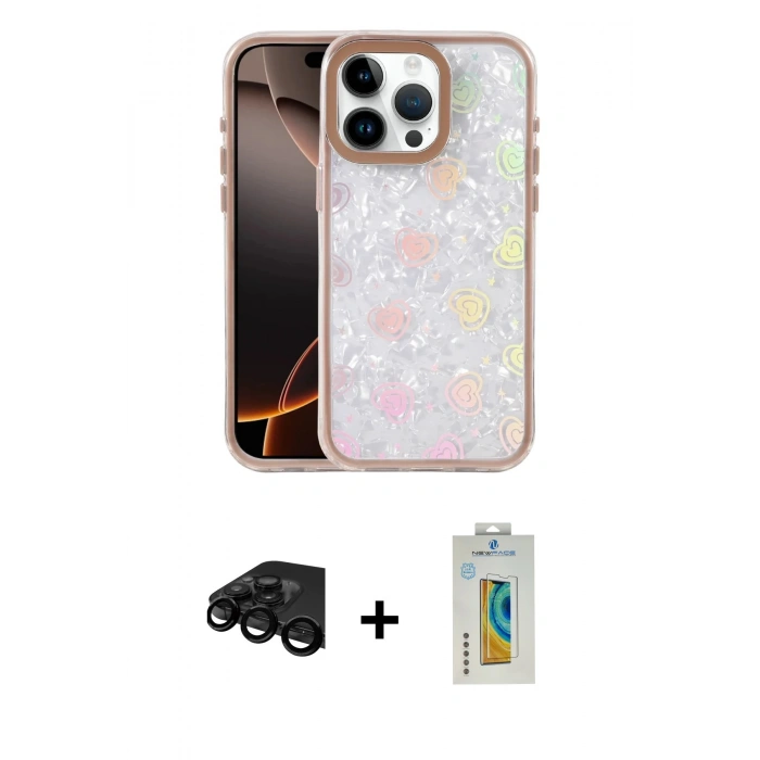 MARSİLYAN™- iPhone 15 Pro Max Kılıf Odak Prime - Siyah Polymer Nano Ekran Koruyucu + Raze Metal Kamera Lens - SH