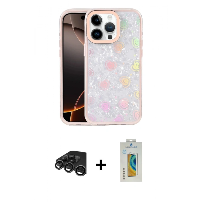 MARSİLYAN™- iPhone 15 Pro Max Kılıf Odak Prime - Siyah Polymer Nano Ekran Koruyucu + Raze Metal Kamera Lens - TMGI