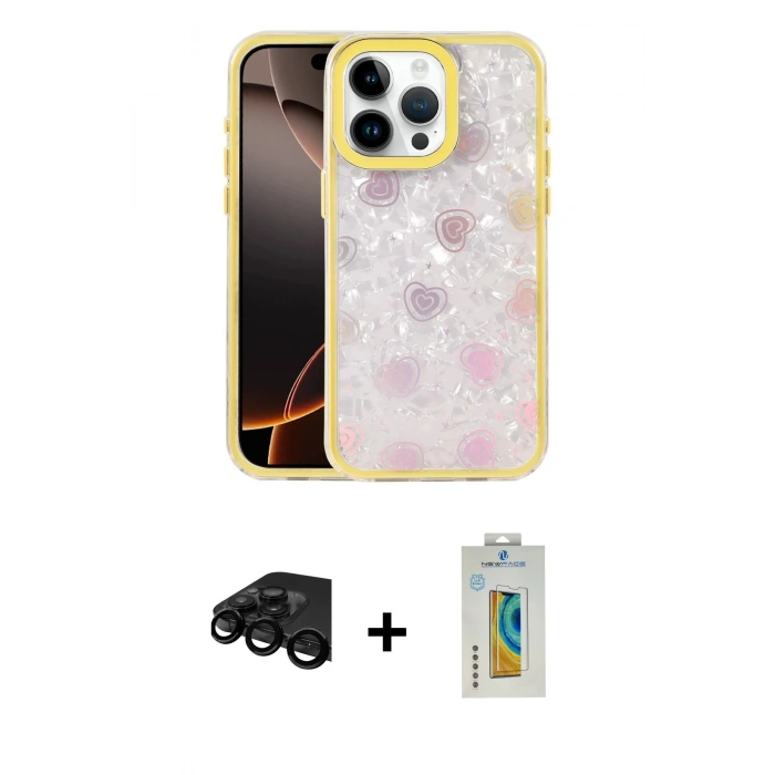 MARSİLYAN™- iPhone 15 Pro Max Kılıf Odak Prime - Siyah Polymer Nano Ekran Koruyucu + Raze Metal Kamera Lens - SH