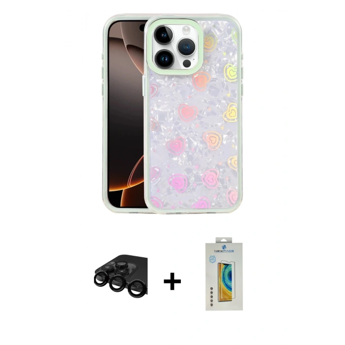 MARSİLYAN™- iPhone 15 Pro Max Kılıf Odak Prime - Siyah Polymer Nano Ekran Koruyucu + Raze Metal Kamera Lens - SH