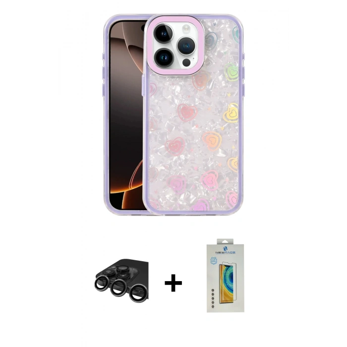 MARSİLYAN™- iPhone 15 Pro Max Kılıf Odak Prime - Siyah Polymer Nano Ekran Koruyucu + Raze Metal Kamera Lens - TMGI