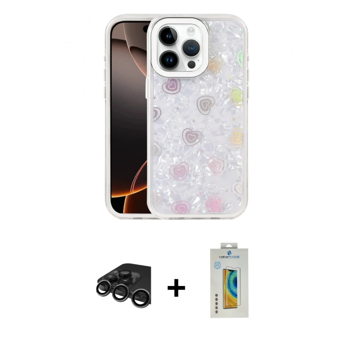 MARSİLYAN™- iPhone 15 Pro Max Kılıf Odak Prime - Siyah Polymer Nano Ekran Koruyucu + Raze Metal Kamera Lens - TMGI