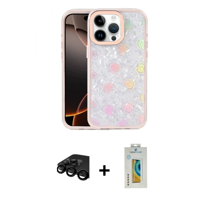MARSİLYAN™- iPhone 15 Pro Max Kılıf Odak Prime - Siyah Polymer Nano Ekran Koruyucu + Raze Metal Kamera Lens - SH