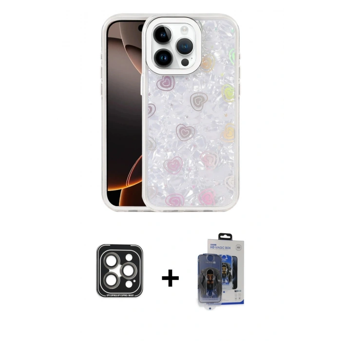 MARSİLYAN™- iPhone 15 Pro Max Kılıf Odak Prime - Siyah Vanessa Magic Cam + PVD Metal Kamera Lens - GI