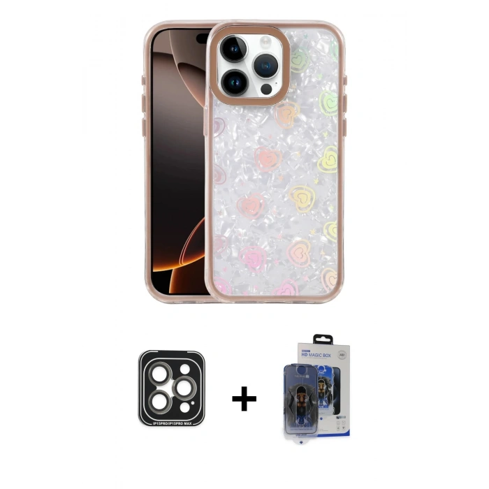 MARSİLYAN™- iPhone 15 Pro Max Kılıf Odak Prime - Siyah Vanessa Magic Cam + PVD Metal Kamera Lens - GI