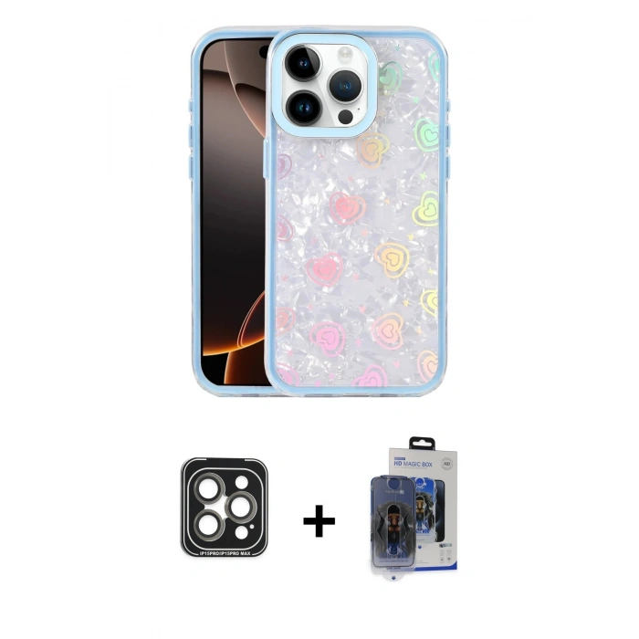 MARSİLYAN™- iPhone 15 Pro Max Kılıf Odak Prime - Siyah Vanessa Magic Cam + PVD Metal Kamera Lens - GI