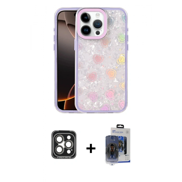 MARSİLYAN™- iPhone 15 Pro Max Kılıf Odak Prime - Siyah Vanessa Magic Cam + PVD Metal Kamera Lens - GI