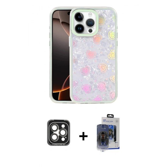MARSİLYAN™- iPhone 15 Pro Max Kılıf Odak Prime - Siyah Vanessa Magic Cam + PVD Metal Kamera Lens - GI