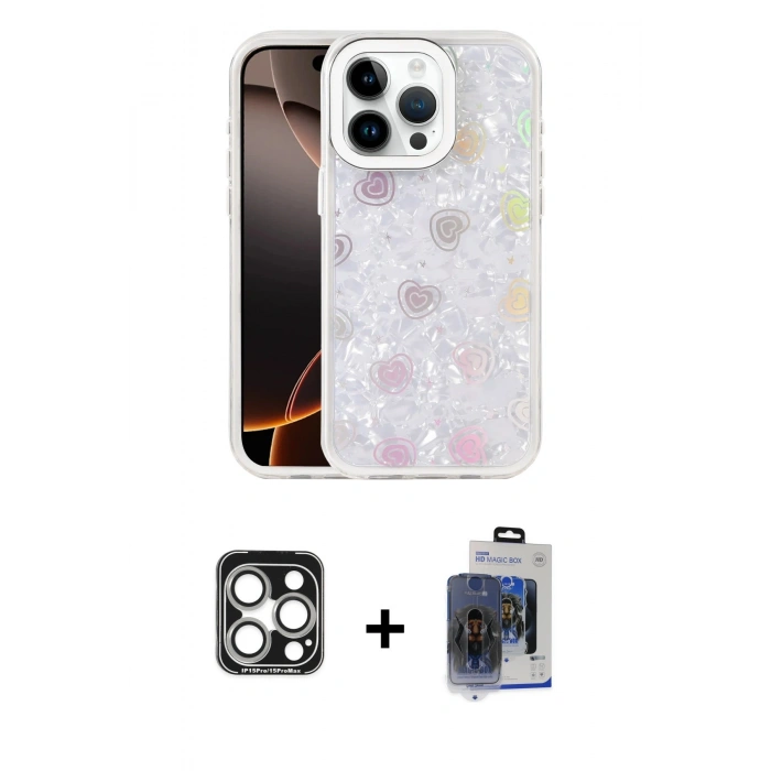 MARSİLYAN™- iPhone 15 Pro Max Kılıf Odak Prime - Siyah Vanessa Magic Cam + PVD Metal Kamera Lens - GS