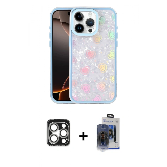 MARSİLYAN™- iPhone 15 Pro Max Kılıf Odak Prime - Siyah Vanessa Magic Cam + PVD Metal Kamera Lens - GS