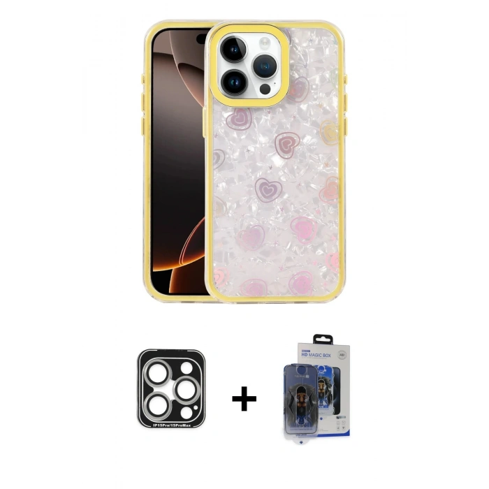 MARSİLYAN™- iPhone 15 Pro Max Kılıf Odak Prime - Siyah Vanessa Magic Cam + PVD Metal Kamera Lens - GS