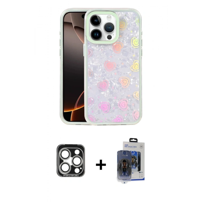 MARSİLYAN™- iPhone 15 Pro Max Kılıf Odak Prime - Siyah Vanessa Magic Cam + PVD Metal Kamera Lens - GS
