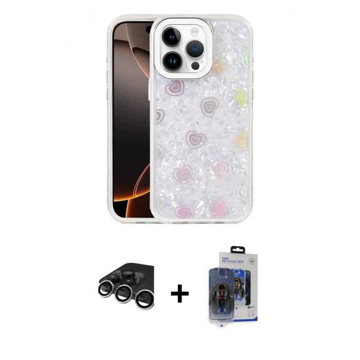 MARSİLYAN™- iPhone 15 Pro Max Kılıf Odak Prime - Siyah Vanessa Magic Cam + Raze Metal Kamera Lens - GS