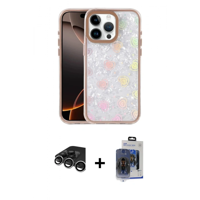 MARSİLYAN™- iPhone 15 Pro Max Kılıf Odak Prime - Siyah Vanessa Magic Cam + Raze Metal Kamera Lens - GS