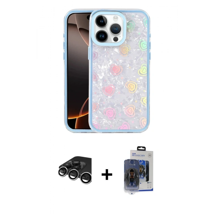 MARSİLYAN™- iPhone 15 Pro Max Kılıf Odak Prime - Siyah Vanessa Magic Cam + Raze Metal Kamera Lens - GS