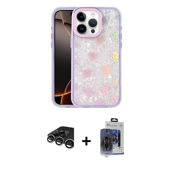 MARSİLYAN™- iPhone 15 Pro Max Kılıf Odak Prime - Siyah Vanessa Magic Cam + Raze Metal Kamera Lens - GS