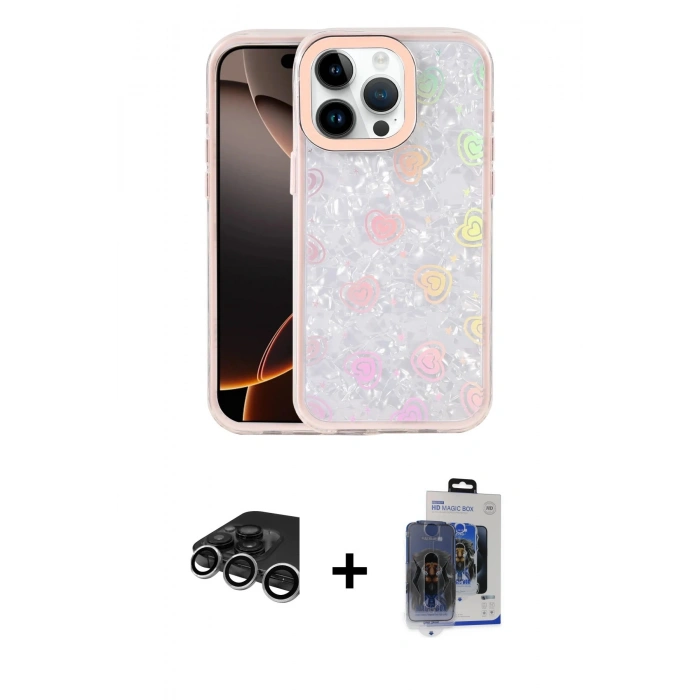 MARSİLYAN™- iPhone 15 Pro Max Kılıf Odak Prime - Siyah Vanessa Magic Cam + Raze Metal Kamera Lens - GS
