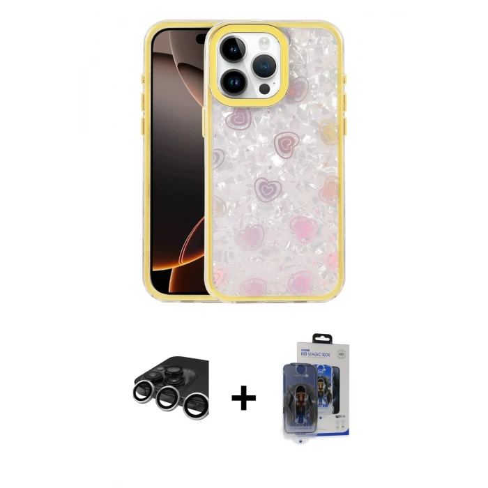 MARSİLYAN™- iPhone 15 Pro Max Kılıf Odak Prime - Siyah Vanessa Magic Cam + Raze Metal Kamera Lens - GS