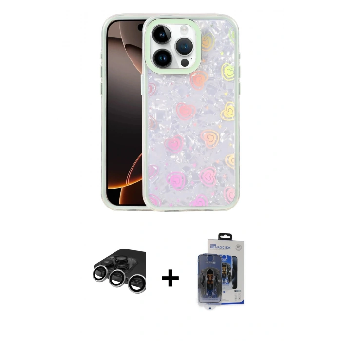 MARSİLYAN™- iPhone 15 Pro Max Kılıf Odak Prime - Siyah Vanessa Magic Cam + Raze Metal Kamera Lens - GS