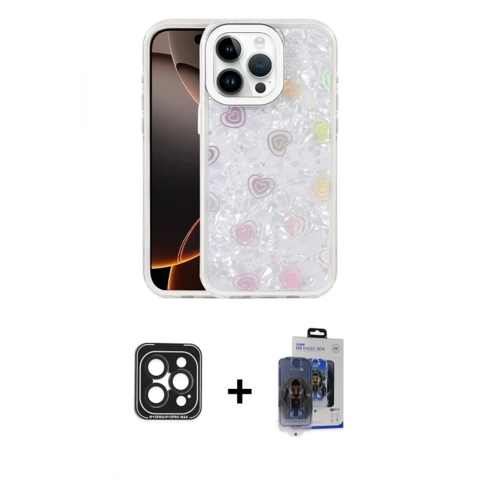MARSİLYAN™- iPhone 15 Pro Max Kılıf Odak Prime - Siyah Vanessa Magic Cam + PVD Metal Kamera Lens - SH