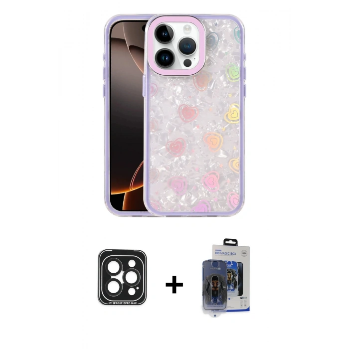 MARSİLYAN™- iPhone 15 Pro Max Kılıf Odak Prime - Siyah Vanessa Magic Cam + PVD Metal Kamera Lens - SH
