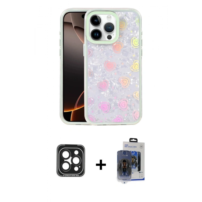 MARSİLYAN™- iPhone 15 Pro Max Kılıf Odak Prime - Siyah Vanessa Magic Cam + PVD Metal Kamera Lens - SH