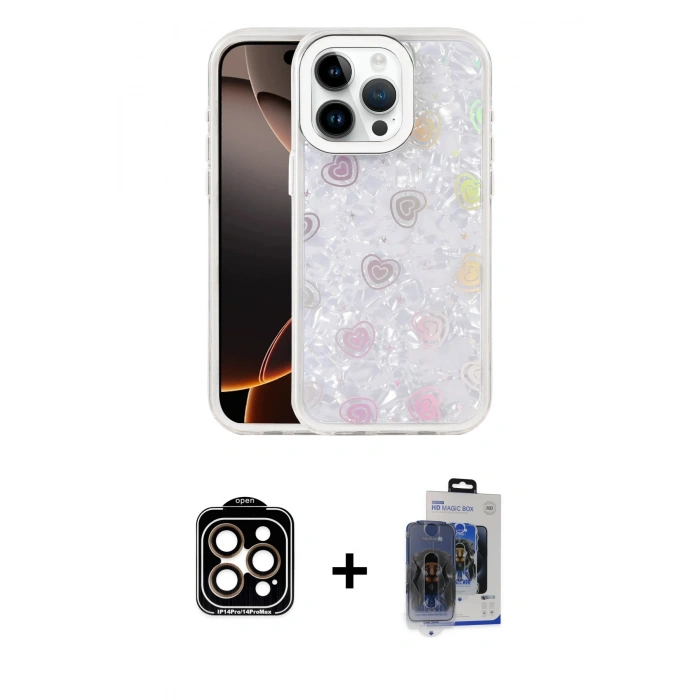 MARSİLYAN™- iPhone 15 Pro Max Kılıf Odak Prime - Siyah Vanessa Magic Cam + PVD Metal Kamera Lens - TU