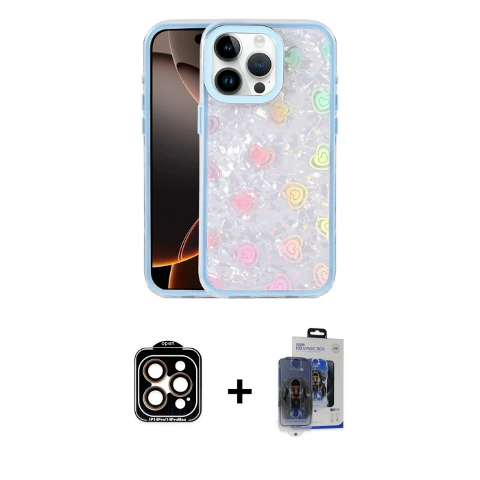 MARSİLYAN™- iPhone 15 Pro Max Kılıf Odak Prime - Siyah Vanessa Magic Cam + PVD Metal Kamera Lens - TU