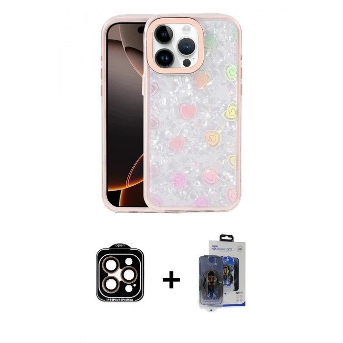 MARSİLYAN™- iPhone 15 Pro Max Kılıf Odak Prime - Siyah Vanessa Magic Cam + PVD Metal Kamera Lens - TU