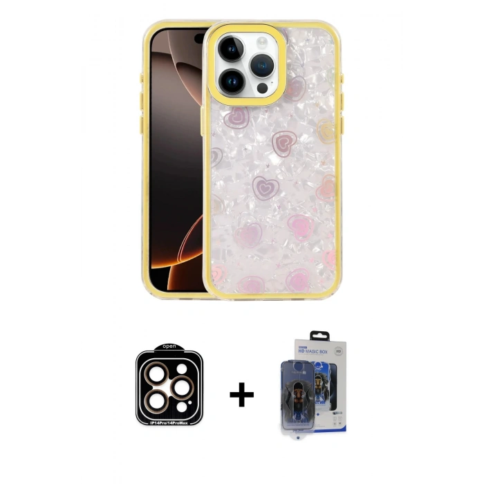 MARSİLYAN™- iPhone 15 Pro Max Kılıf Odak Prime - Siyah Vanessa Magic Cam + PVD Metal Kamera Lens - TU