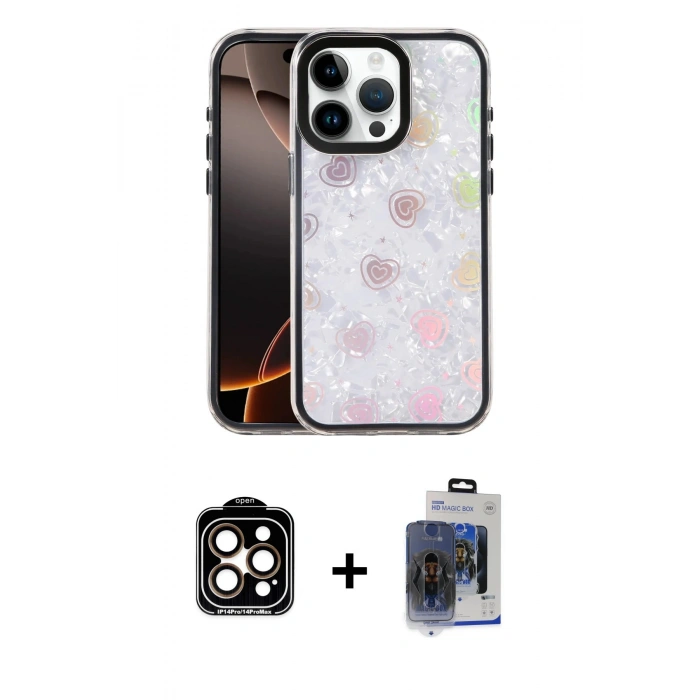 MARSİLYAN™- iPhone 15 Pro Max Kılıf Odak Prime - Siyah Vanessa Magic Cam + PVD Metal Kamera Lens - TU