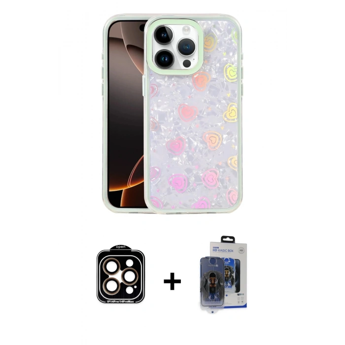 MARSİLYAN™- iPhone 15 Pro Max Kılıf Odak Prime - Siyah Vanessa Magic Cam + PVD Metal Kamera Lens - TU