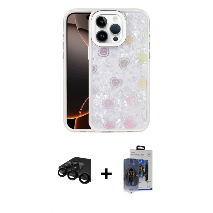MARSİLYAN™- iPhone 15 Pro Max Kılıf Odak Prime - Siyah Vanessa Magic Cam + Siyah Raze Metal Kamera Lens