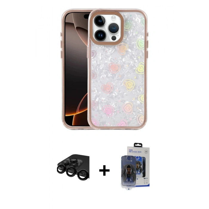 MARSİLYAN™- iPhone 15 Pro Max Kılıf Odak Prime - Siyah Vanessa Magic Cam + Siyah Raze Metal Kamera Lens