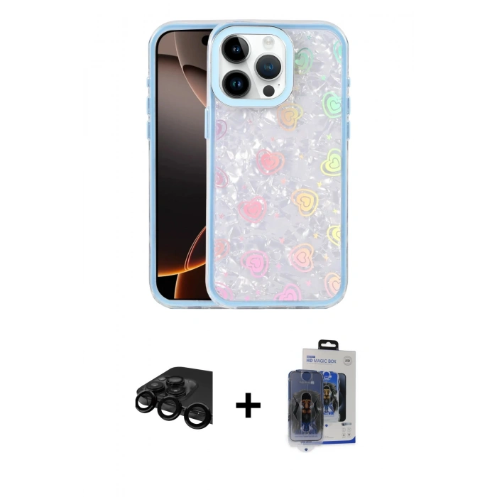 MARSİLYAN™- iPhone 15 Pro Max Kılıf Odak Prime - Siyah Vanessa Magic Cam + Siyah Raze Metal Kamera Lens